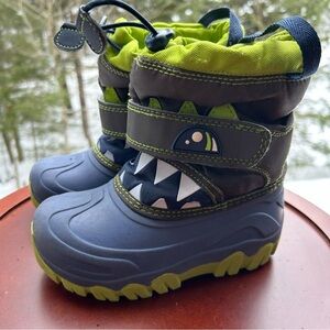 Waterproof Toddler Snow Boots Size 10 | Fleece Lined | Monster Dino Winter Boot